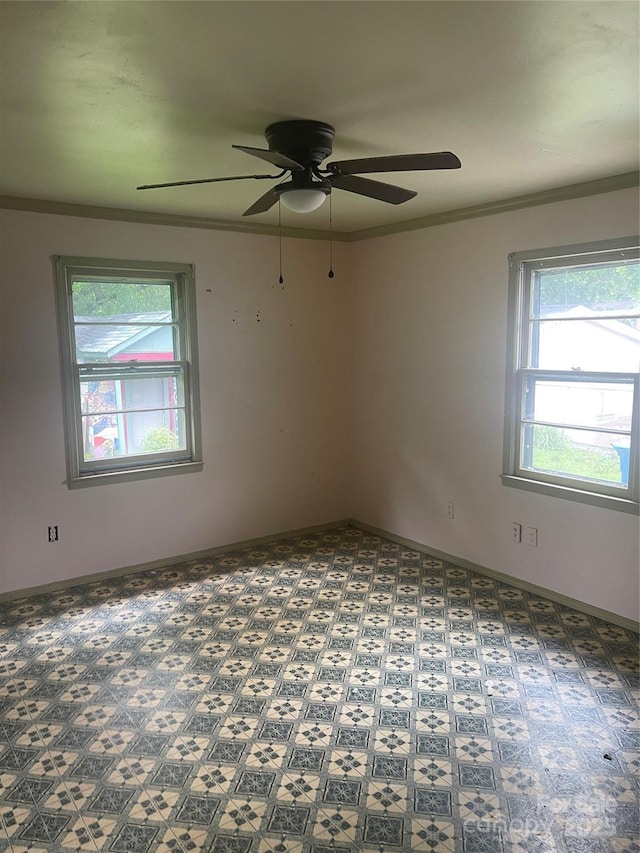 1418 Old Wilkesboro Rd, Salisbury, NC 28144 - empty room with ceiling fan, crown molding, and baseboards