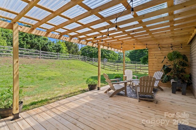 176 Pleasant Grove Ln, Mooresville, NC 28115 - wooden terrace with a view of rural / pastoral area and a pergola