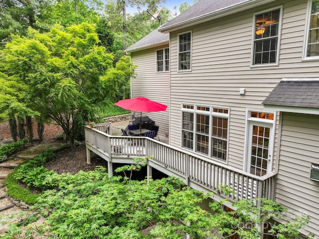 226 Duncan Estate Dr, Fletcher, NC 28732 - rear view of house featuring a shingled roof and a deck