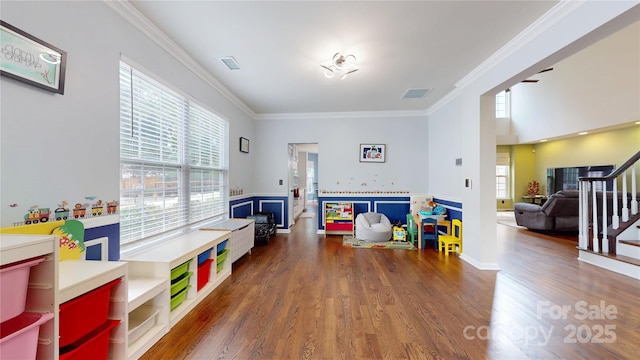 14615 Bridle Trace Ln, Pineville, NC 28134 - playroom featuring wood finished floors and crown molding