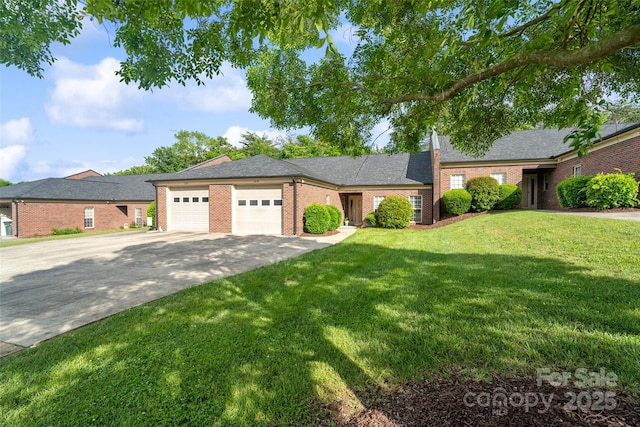 608 Camrose Cir NE, Concord, NC 28025 - view of front of property with an attached garage, a front yard, concrete driveway, and brick siding