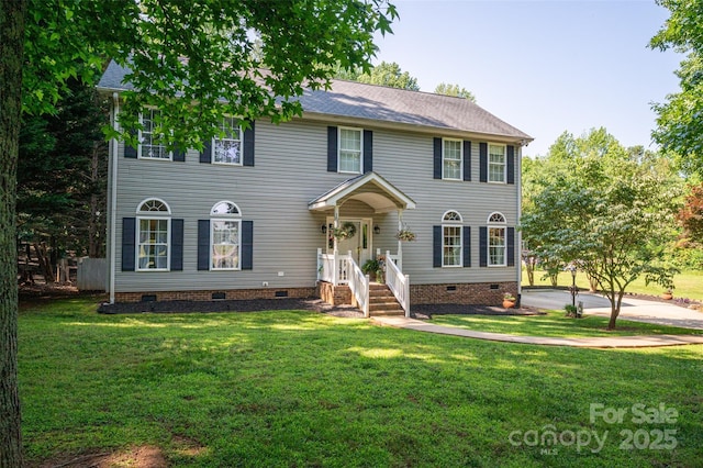1575 Lewis Farm Rd, Kings Mountain, NC 28086 - colonial inspired home featuring crawl space, a front yard, and a shingled roof