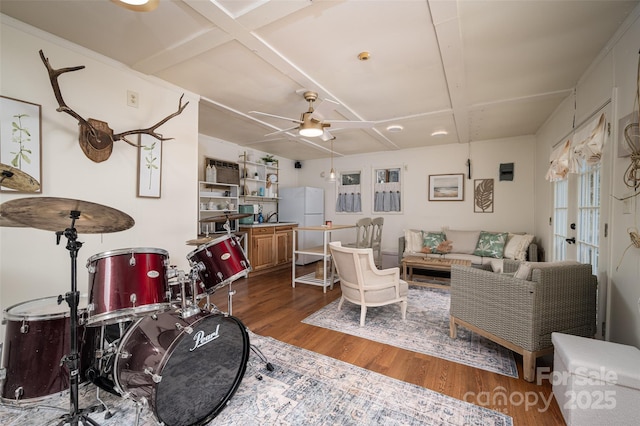 1575 Lewis Farm Rd, Kings Mountain, NC 28086 - living area featuring wood finished floors and a ceiling fan