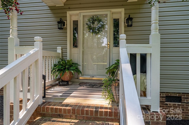 1575 Lewis Farm Rd, Kings Mountain, NC 28086 - view of exterior entry featuring covered porch and crawl space