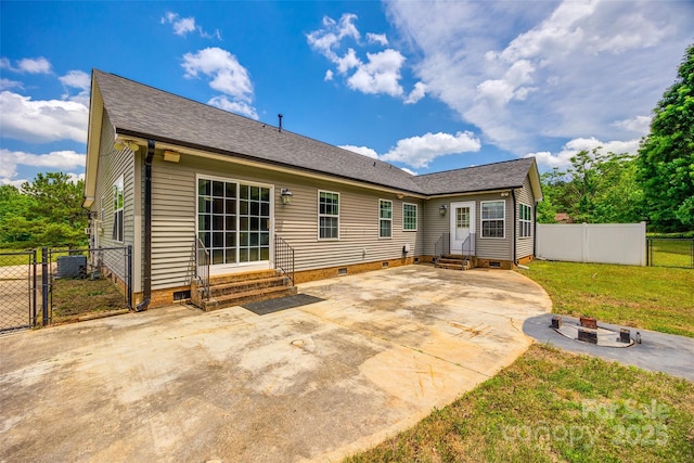 2027 Ellison Dr, Rock Hill, SC 29730 - rear view of property featuring entry steps, crawl space, a gate, a patio area, and concrete driveway