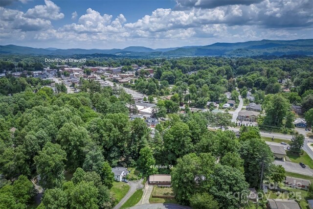 drone / aerial view of a mountainous background