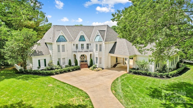 469 Valley Run Dr, Waxhaw, NC 28173 - view of front facade featuring driveway, a front yard, and stucco siding
