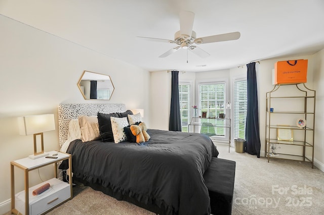 469 Valley Run Dr, Waxhaw, NC 28173 - bedroom featuring light carpet, baseboards, and a ceiling fan