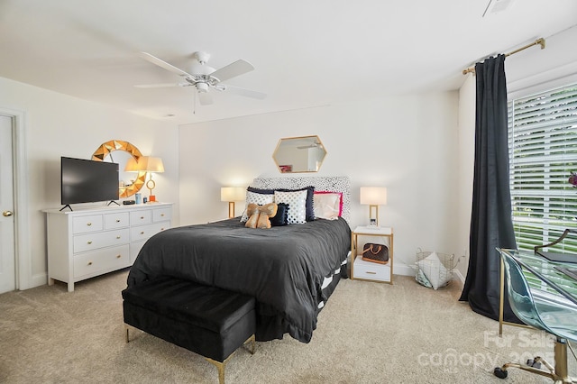469 Valley Run Dr, Waxhaw, NC 28173 - bedroom featuring light colored carpet, ceiling fan, and baseboards