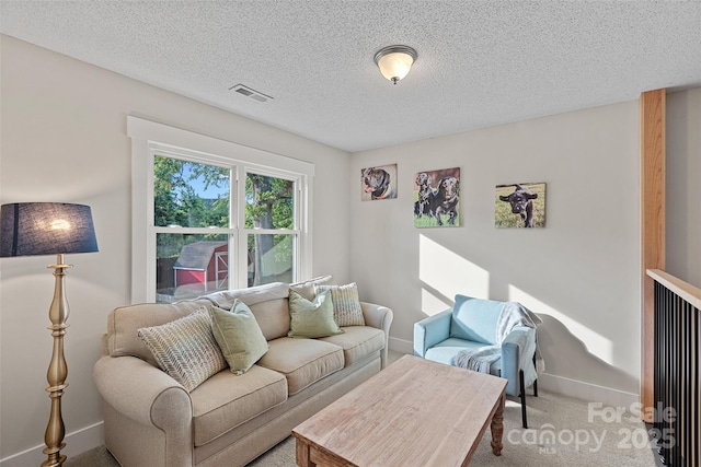 8007 Maxwelton Dr, Huntersville, NC 28078 - living area with carpet floors, a textured ceiling, and baseboards