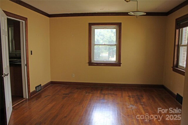 426/432 Maple St, Brevard, NC 28712 - unfurnished room with dark wood-style floors, crown molding, and baseboards