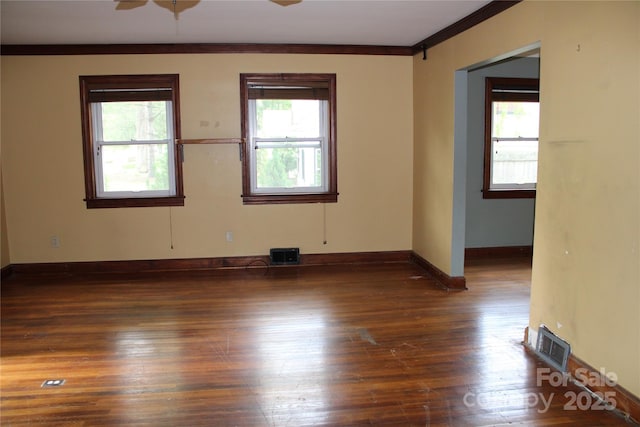 426/432 Maple St, Brevard, NC 28712 - spare room featuring hardwood / wood-style floors, ornamental molding, baseboards, and a ceiling fan