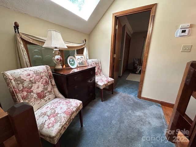 2815 Penny Park Dr, Gastonia, NC 28052 - sitting room with a skylight, carpet floors, and lofted ceiling