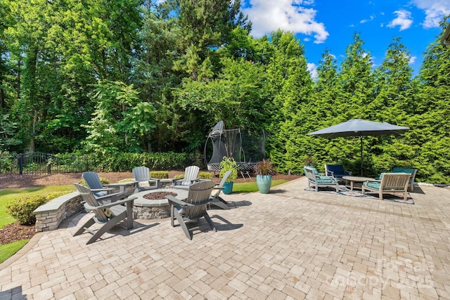 3918 Halcyon Dr, Huntersville, NC 28078 - view of patio featuring a fire pit