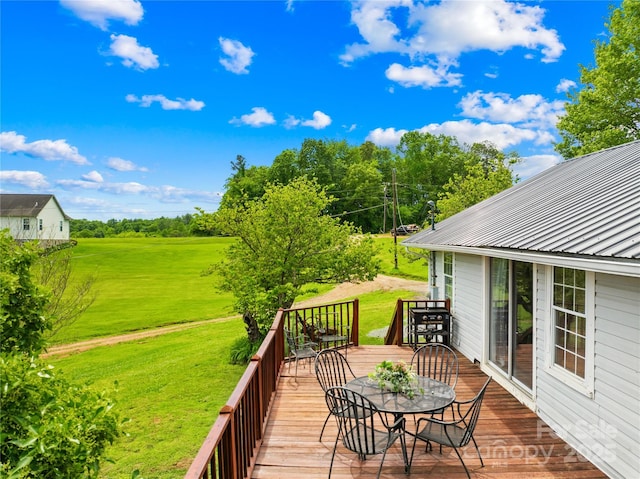 16 Julep Dr, Alexander, NC 28701 - wooden deck featuring a lawn and outdoor dining area