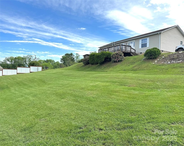 49 Perseverance Dr, Canton, NC 28716 - view of green lawn featuring an outbuilding and a deck