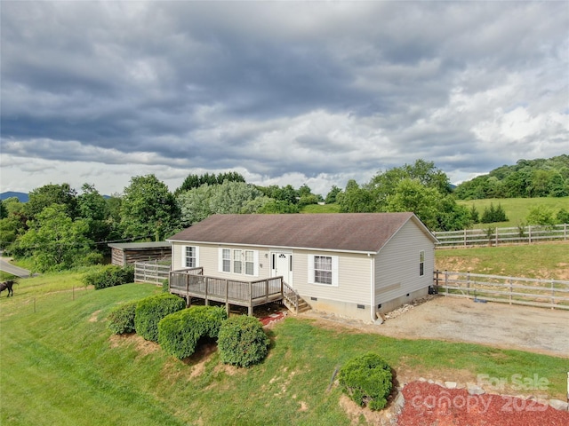 49 Perseverance Dr, Canton, NC 28716 - single story home featuring crawl space and a wooden deck