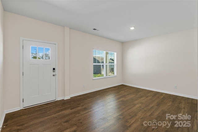 383 Ridgeview Ln, Mars Hill, NC 28754 - entryway with dark wood finished floors, healthy amount of natural light, baseboards, and recessed lighting