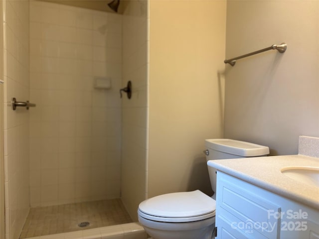 7212 Bradley Ct, Charlotte, NC 28227 - bathroom with a stall shower, toilet, and vanity