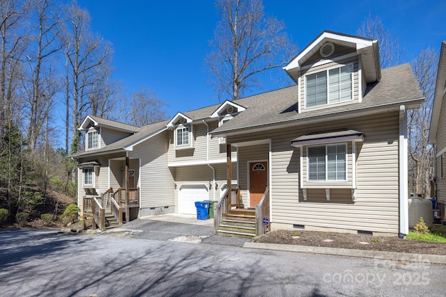 445 Sand Hill Rd Unit 1-6, Asheville, NC 28806 - view of front of property with crawl space, a garage, driveway, and a porch