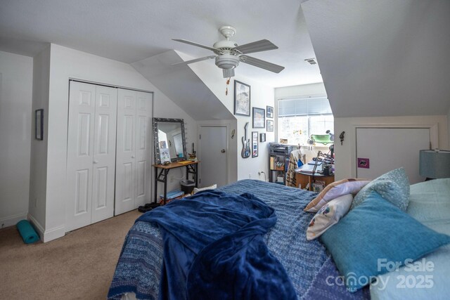 445 Sand Hill Rd Unit 1-6, Asheville, NC 28806 - carpeted bedroom with a ceiling fan, lofted ceiling, and a closet