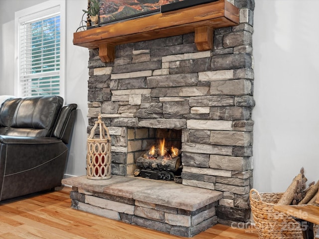 107 Pressley St, Clover, SC 29710 - detailed view of wood finished floors and a fireplace