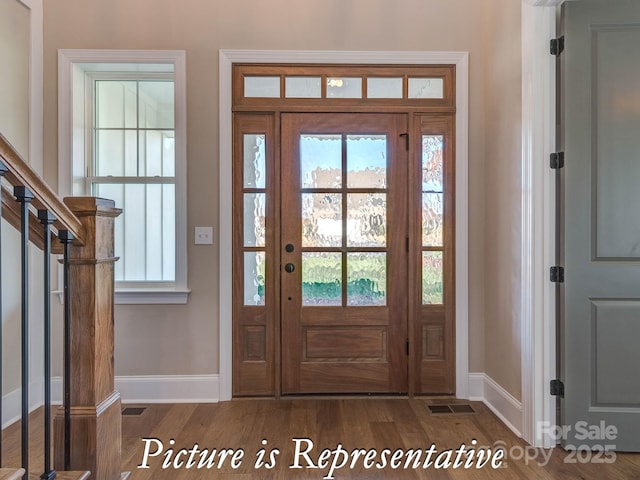 3439 Stags Leap Way, York, SC 29745 - foyer featuring baseboards, wood finished floors, and plenty of natural light