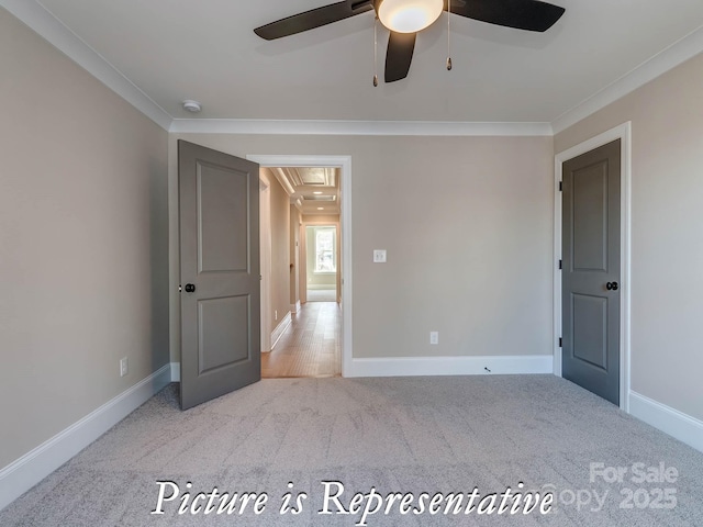 3439 Stags Leap Way, York, SC 29745 - unfurnished bedroom featuring crown molding, carpet flooring, baseboards, and ceiling fan