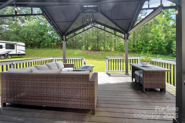 118 Harvey Vale Cir, Blacksburg, SC 29702 - wooden deck featuring an outdoor living space and a yard