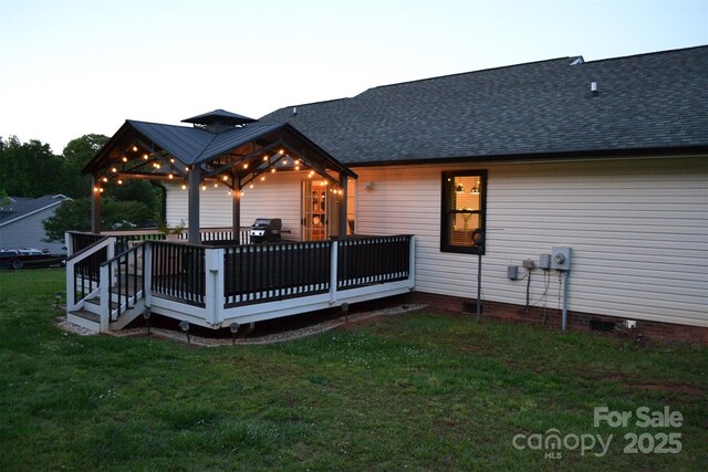 118 Harvey Vale Cir, Blacksburg, SC 29702 - rear view of property with a deck, a lawn, crawl space, and roof with shingles