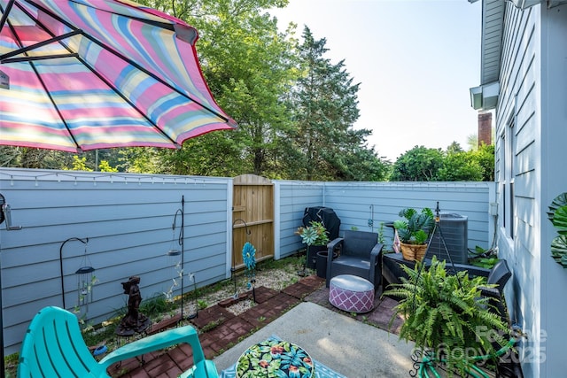 9239 N Vicksburg Park Ct, Charlotte, NC 28210 - fenced backyard featuring a gate and a patio area
