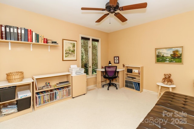 6119 Bittersweet Ln, Charlotte, NC 28270 - carpeted home office with a ceiling fan and baseboards