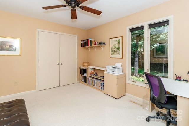 6119 Bittersweet Ln, Charlotte, NC 28270 - carpeted office space featuring baseboards and a ceiling fan