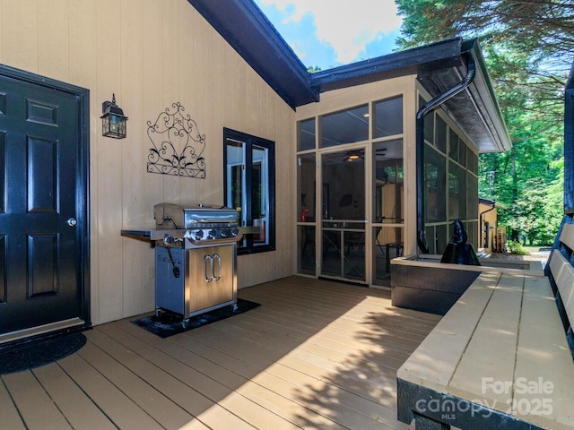 6119 Bittersweet Ln, Charlotte, NC 28270 - wooden terrace with a sunroom