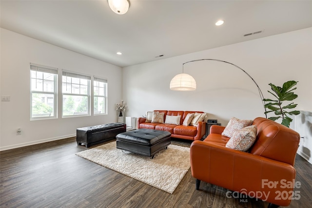 922 Bunker Trce, Rock Hill, SC 29730 - living area featuring dark wood finished floors, recessed lighting, and baseboards
