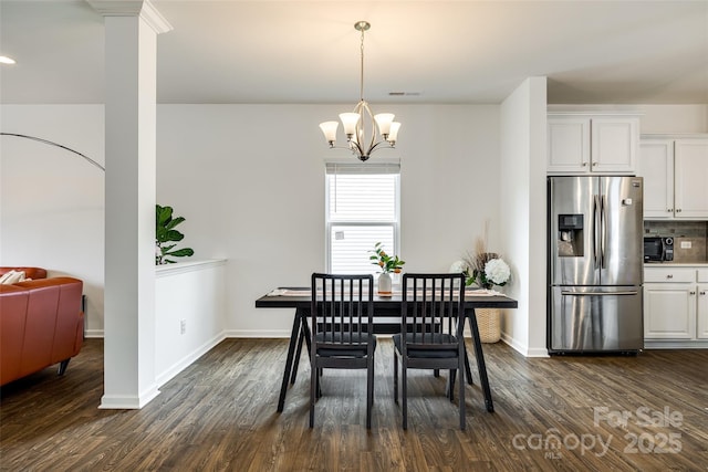 922 Bunker Trce, Rock Hill, SC 29730 - dining space with dark wood-style floors, a chandelier, and baseboards