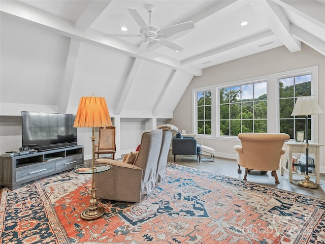 63 Chantilly Dr, Asheville, NC 28804 - living room with a ceiling fan, recessed lighting, and baseboards