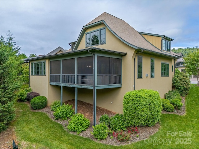 63 Chantilly Dr, Asheville, NC 28804 - back of property featuring stucco siding and a sunroom