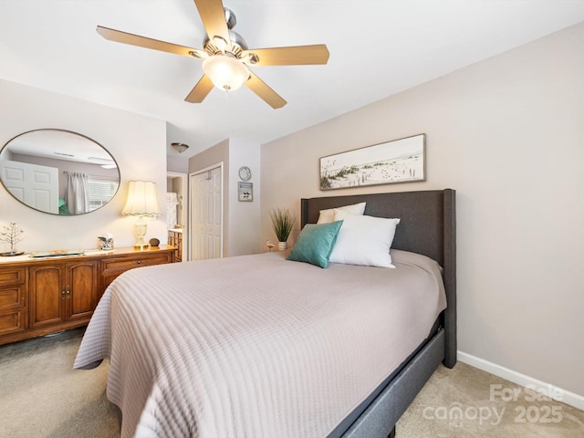 3446 Broadwick St, Charlotte, NC 28213 - bedroom with light carpet, ceiling fan, baseboards, and a closet