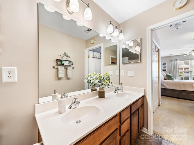 3446 Broadwick St, Charlotte, NC 28213 - ensuite bathroom with a ceiling fan and double vanity