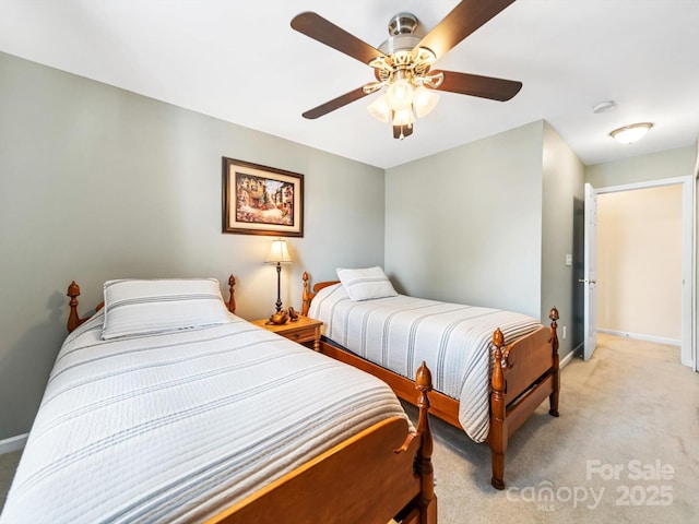 3446 Broadwick St, Charlotte, NC 28213 - bedroom with light carpet, baseboards, and a ceiling fan