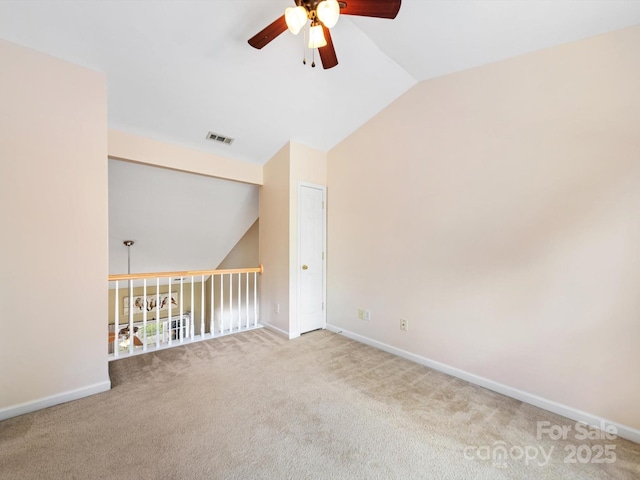 3446 Broadwick St, Charlotte, NC 28213 - carpeted spare room with ceiling fan, vaulted ceiling, and baseboards