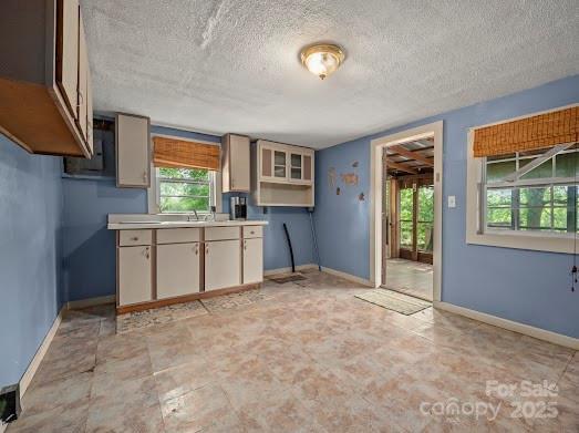 751 Ted Smith Rd, Rutherfordton, NC 28139 - kitchen with a textured ceiling, healthy amount of natural light, baseboards, and light countertops