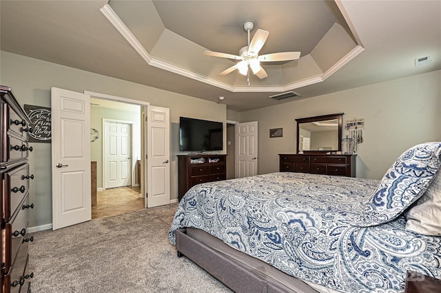 4018 Harmattan Dr, Denver, NC 28037 - bedroom with a tray ceiling, carpet, a ceiling fan, and baseboards