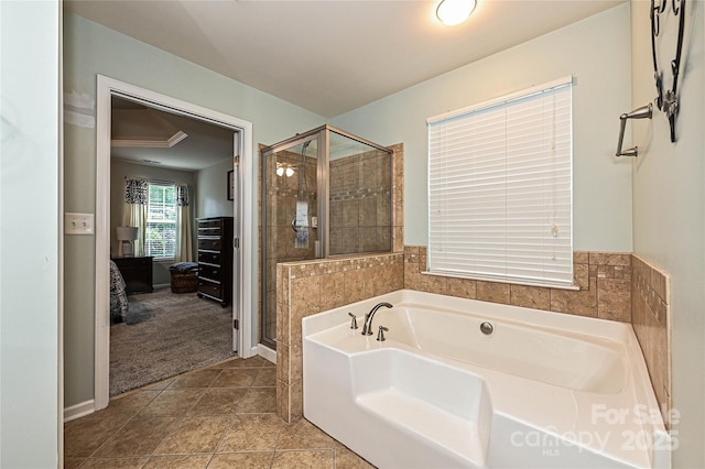 4018 Harmattan Dr, Denver, NC 28037 - full bathroom featuring ensuite bathroom, a bath, a stall shower, and tile patterned floors