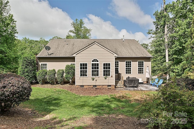 4018 Harmattan Dr, Denver, NC 28037 - rear view of property with crawl space, a patio, a lawn, and roof with shingles