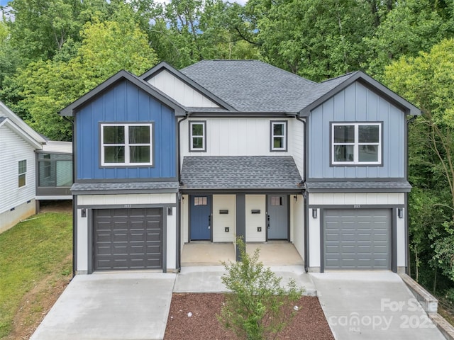 1935 St Mark St, Charlotte, NC 28216 - view of front of property featuring a shingled roof, concrete driveway, and an attached garage