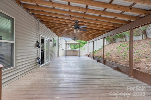 wooden terrace with ceiling fan