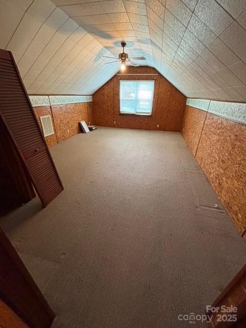 103 Duke St, Great Falls, SC 29055 - bonus room with carpet floors, lofted ceiling, and a ceiling fan