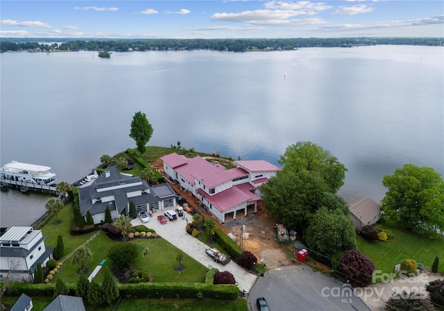 aerial view of a nearby body of water